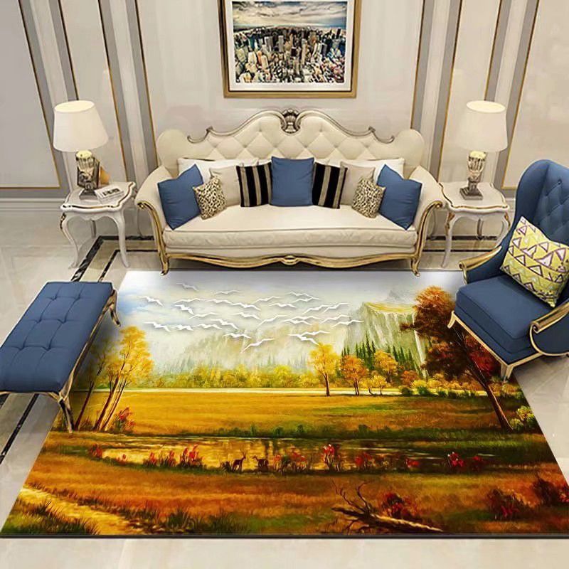 Zone de salon blanc tapis moderne de fleurs modernes tapis en polyester sans glissement