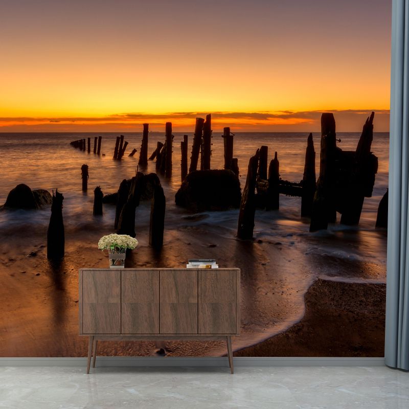 Customized Big Sea Wall Mural Modernism Mildew Resistant Wall Decor for Bathroom