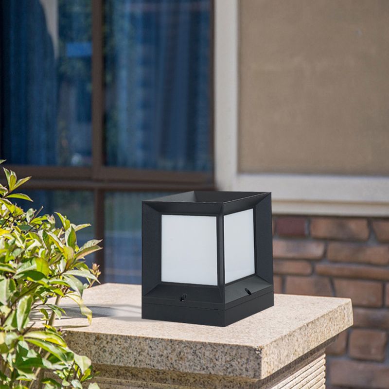 Modern Simple Aluminum Pillar Lamp Cube Shape Pillar Light for Outdoor