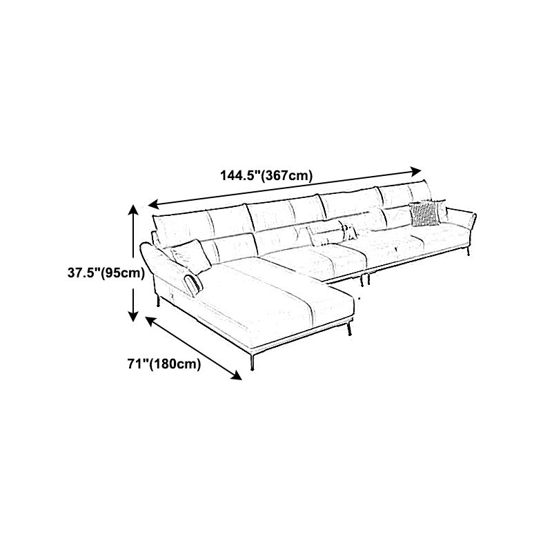 Light-grey Sewn Pillow Back Faux Leather Pillow Top Arm Sofa with Stain Resistant