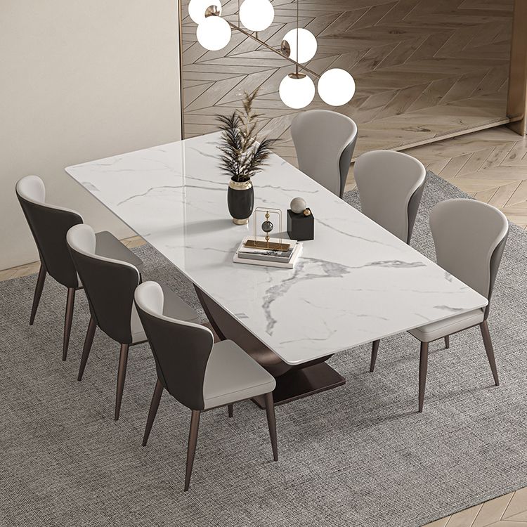 Modern Rectangle Sintered Stone Dining Table Set 1/2/4/5/7 Pieces Dining Set