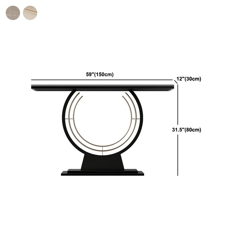 Modern Stone Console Table Rectangle End Table with Shelf for Hall