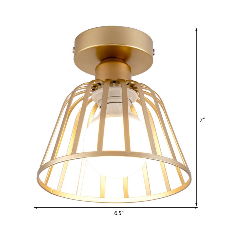 Finition noir / or cône encastré luminaire métal moderne 1 ampoule plafonnier pour escalier