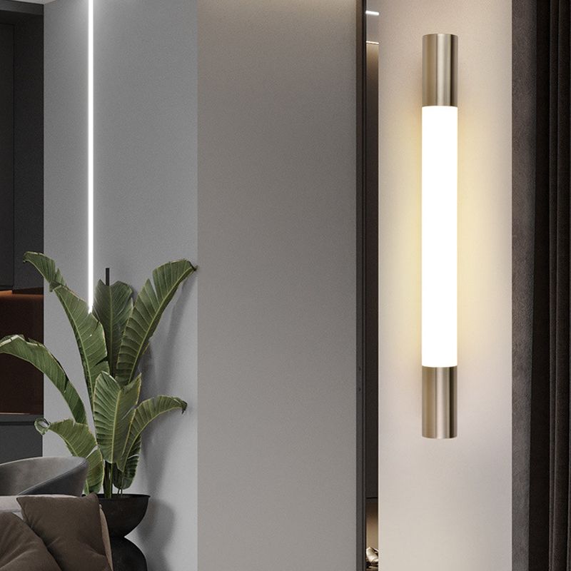 1 Light Metal Linear Wall Lighting Modern Style Mirror Wall Mount Light Fixture in Nickel