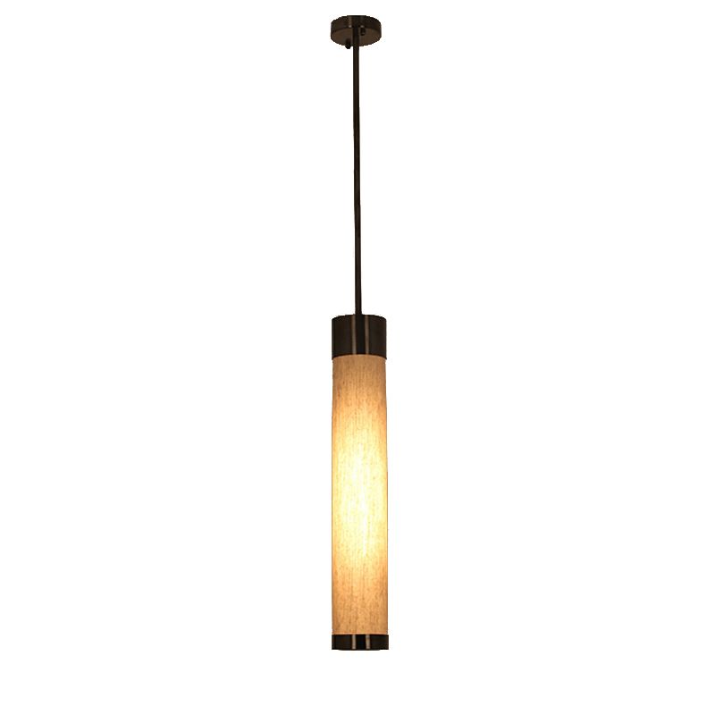 Luz de techo colgante de tubo negro tela tradicional 1 lámpara colgante de dormitorio ligero