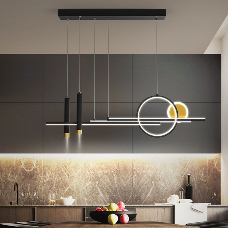 Idee per illuminazione dell'isola lineare contemporanea Kit di luce appesa in alluminio a LED per sala da pranzo