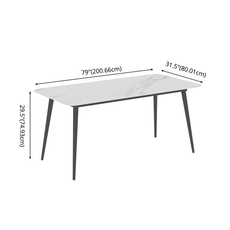 Contemporary Sintered Stone Top Stand Rectangular Dining Set White Standard Dining Set for Kitchen