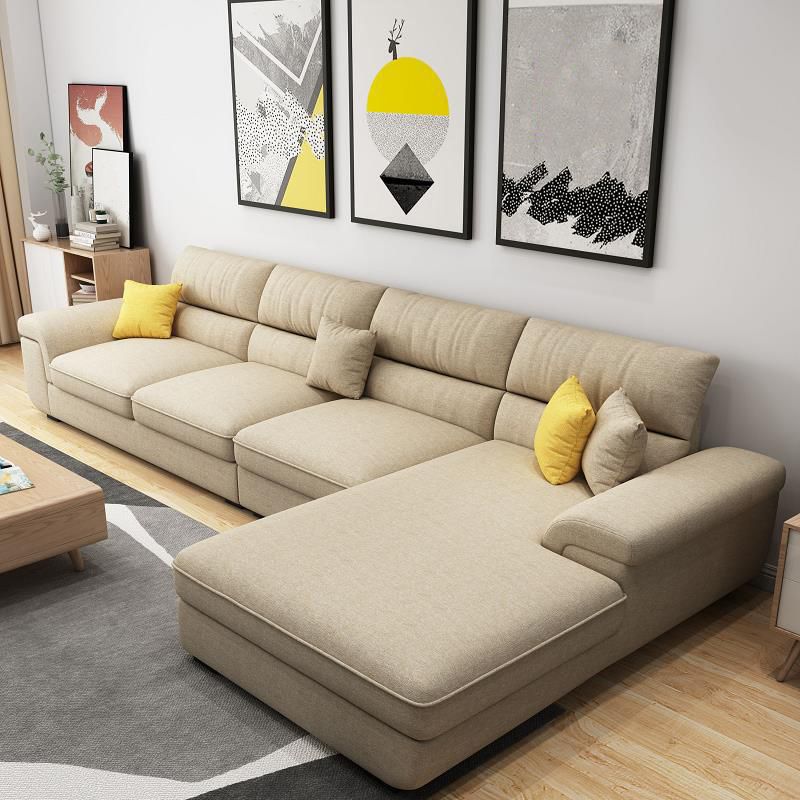 CHAISE REVERSIBLE MODERNO SECCIONALES DE 137 "con almohadas brazo acampanado