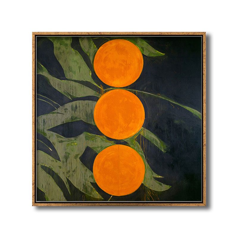 Scandinavian Style Leaves Pattern Art Canvas Orange Natural Botanical Wall Decor