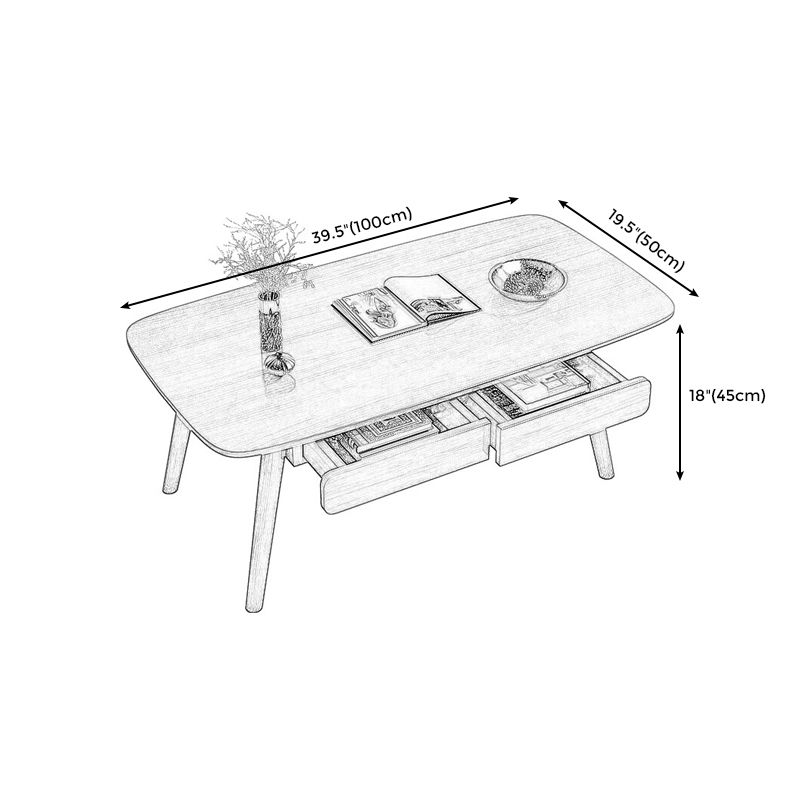 Modern 4 Legs Cocktail Table Rectangular Coffee Table with Drawers