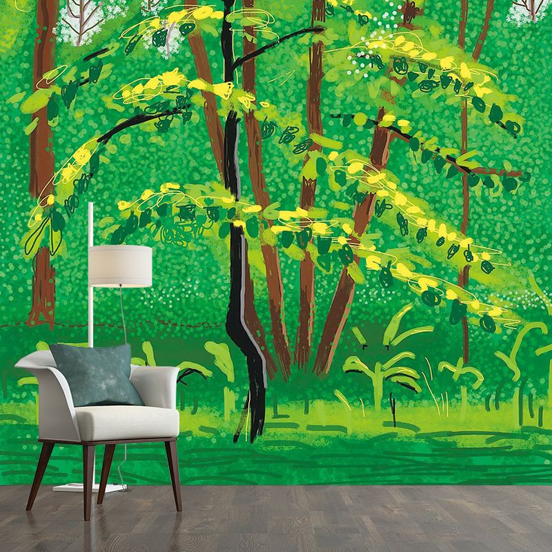 Green Trees Painting Wallpaper Mural Waterproofing Wall Covering for Home Gallery