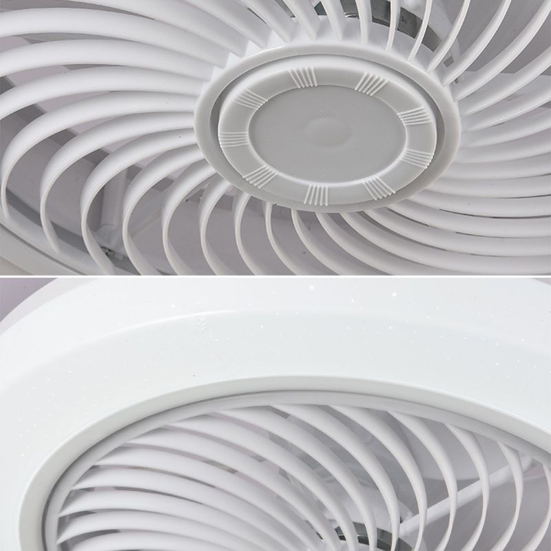 Weiße kreisförmige LED -Deckenlicht in moderner Einfachheit Schmiedeeisendecken -Deckenventilatoren mit Acrylschatten