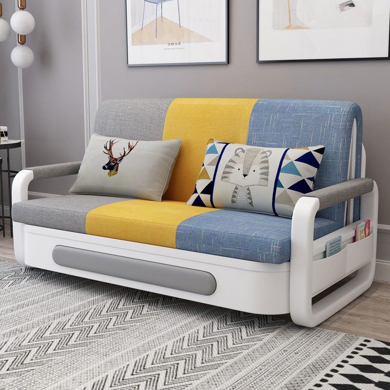 Contemporary Upholstered Sleeper Sofa Loose Back Fabric Sofa Bed