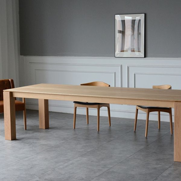 Rectangle Retro Modern Dining Table Fixed Table with Ashwood Solid Wood