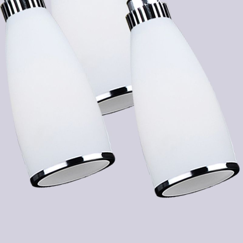 Modern Conical Pendant Ceiling Light Glass Dinning Room Ceiling Pendant Lamp in Silver