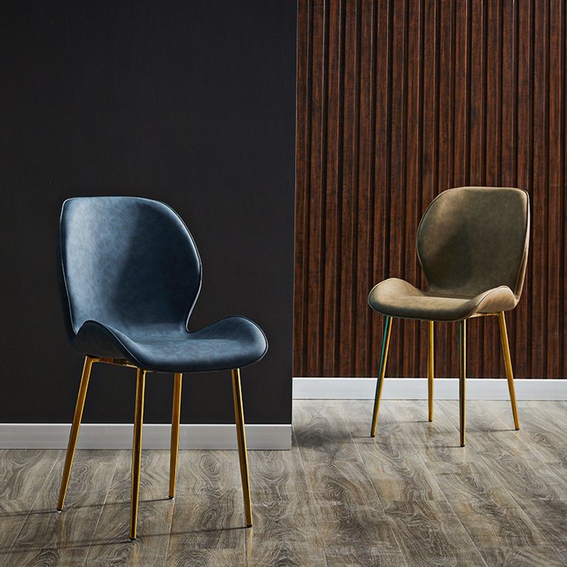 Chaise de salle à manger en métal de style contemporain chaise arrière solide avec jambes noires