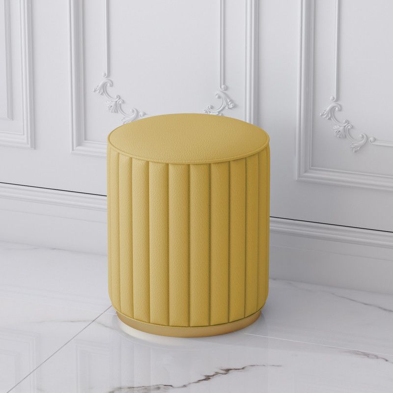 Stylish Indoor Leather Ottoman Solid Color Round Velvet Foot Stool Ottoman