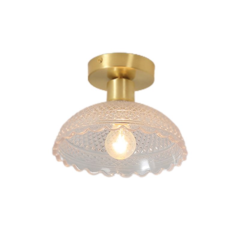 Modern Metal Ceiling Light Geometric Shape Flush Mount with Glass Shade for Living Room