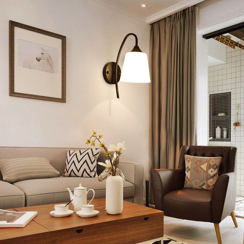 Glass Geometric Shade Wall Lights Modern Simple 1 Head Wall Mount Fixture in Black