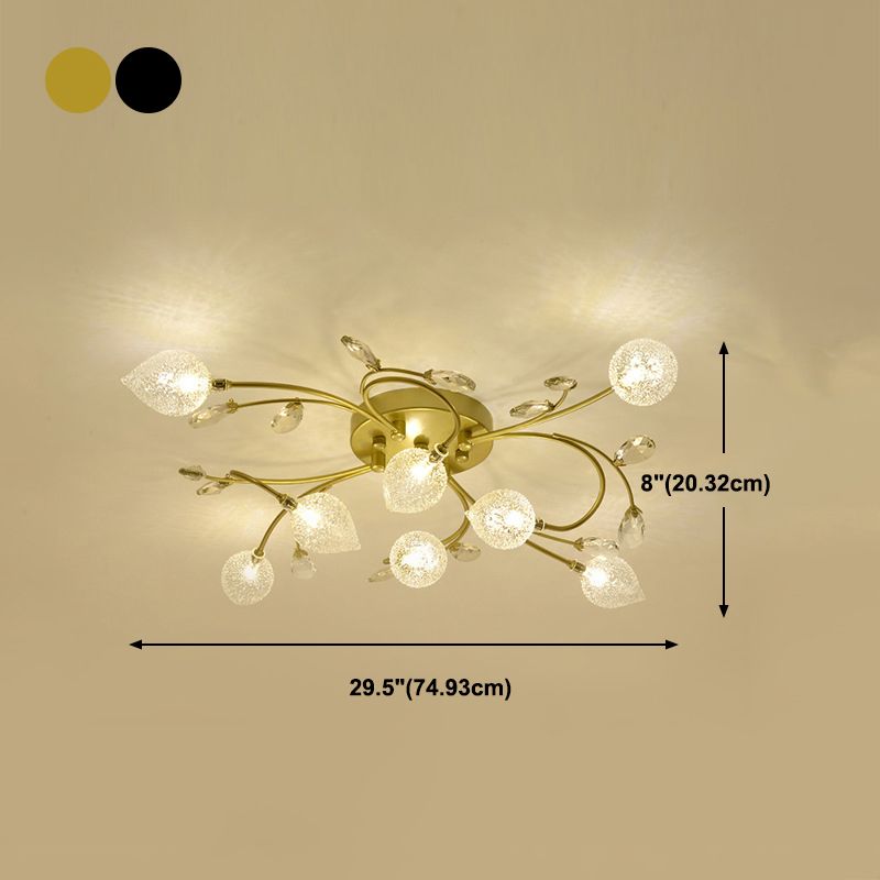 Lámpara de techo de múltiples luz iluminación de techo de vidrio de estilo moderno para sala de estar