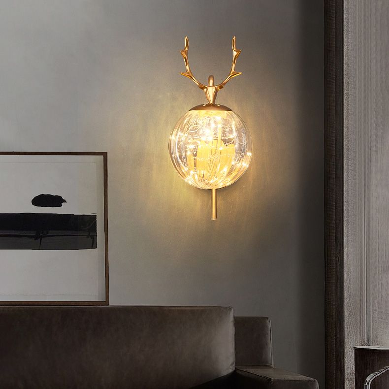 Modern Style Spherical Shape Wall Sconce Glass 1 Light Sconce Lighting for Bedside