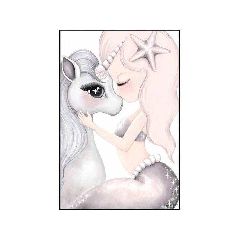 Kids Style Wall Art Print Pink Novelty Unicorn Painting, Multiple Sizes Available