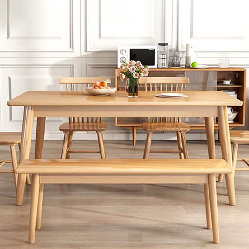 Table à manger en bois massif moderne table rectangle marron avec 4 jambes pour un usage domestique