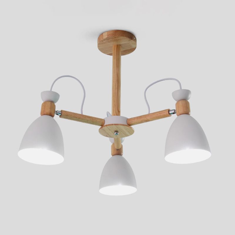 Modern Creative Macaron Pendant Light Wooden Sputnik Hanging Lamp with Wrought Iron Shade