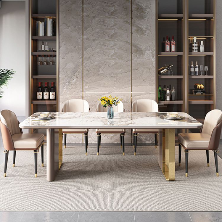 Dining Table Set Modern with Sintered Stone Dining Table and Padded Chairs