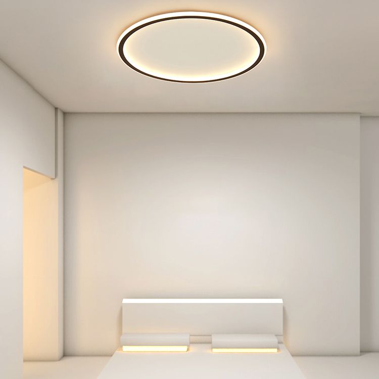 Plafonnier LED en aluminium noir, lampe moderne à montage encastré pour salon