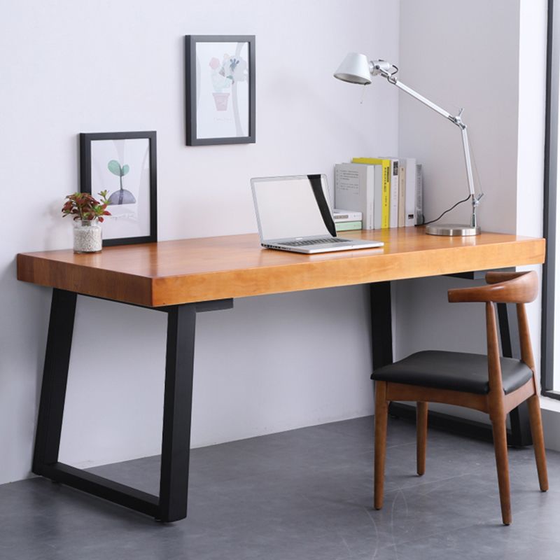 Solid Wood Rectangular Work Table Fixed Home Office Modern Writing Desk