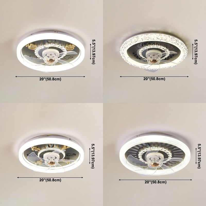 Contemporary Round Fan Light Metal 20" Wide LED Flush Mount Light for Bedroom