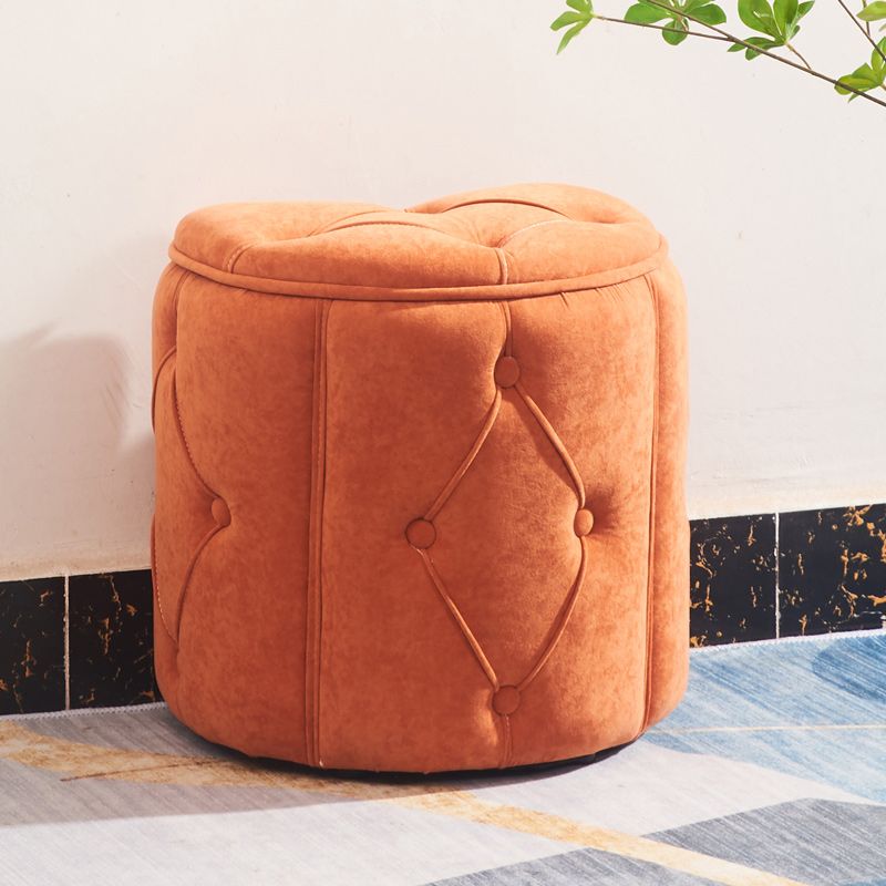 Orange Velvet Pouf Specialty Pouf Stain Resistant Indoor Pouf