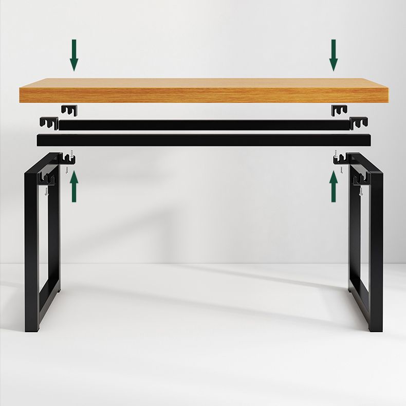 Contemporary Style Rectangular MDF Dining Set Dining Table with Metal Trestle Base