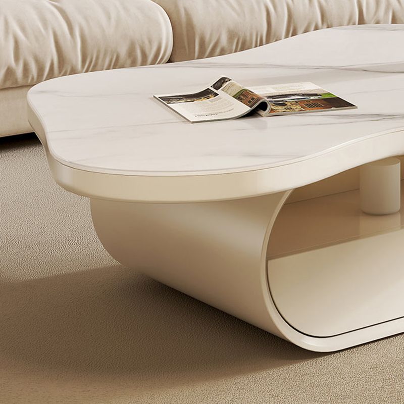 Modern Coffee Table Free Form Single Coffee Table with Storage Drawers
