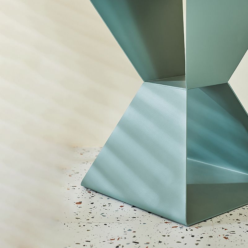 Rectangle Steel Top Side Table 19.68" Tall Abstract Base End Table with Shelves