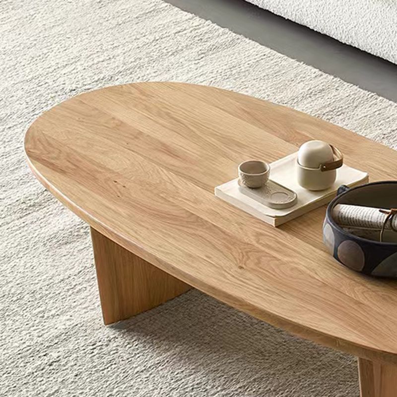 Modern Solid Wood Coffee Table Oval Sled Coffee Table for Living Room