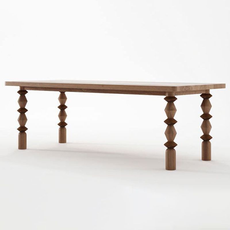 Rectangle Solid Wood Two-Color Dining Table Simplicity 4 Legs Table for Dining Room