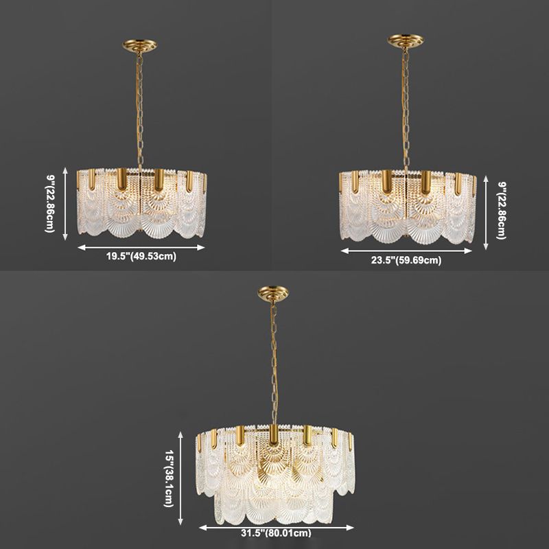 Tiered Chandelier Light Fixture Vintage Glass Pendant Lamp for Restaurant