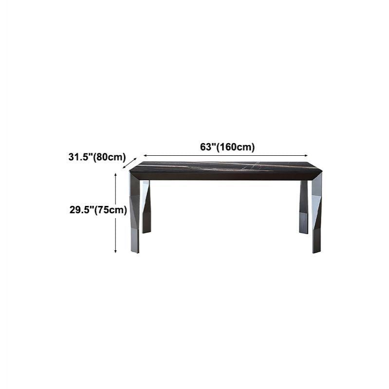 Modern Black Stone Table Rectangle Dining Room Table for Kitchen
