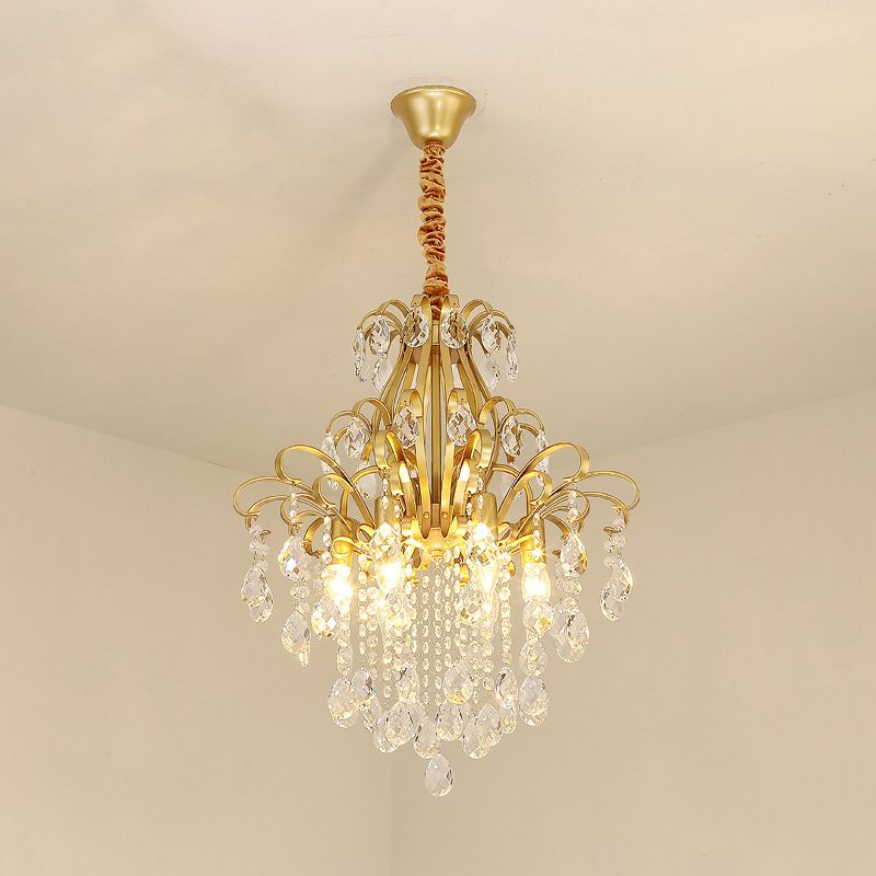 Candle Dining Room Down Chandelier Country Crystal Drape Pendant Lighting Fixture