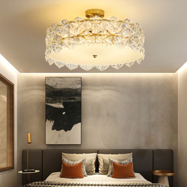 Plafon de forme ronde Mount de chasse moderne en fer moderne avec abat-jour en verre pour étudier