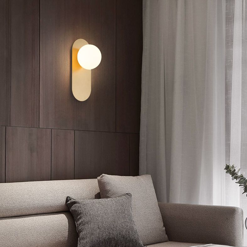 Glass Round Sconce Light Fixture Minimalist-Style Wall Mounted Light Fixture for Bedroom