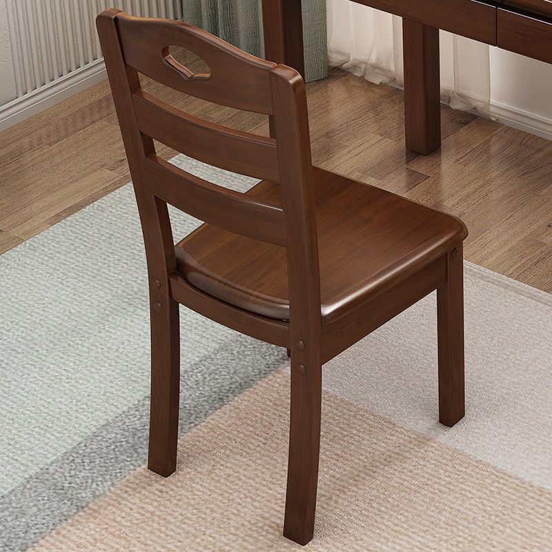 Solid Wood Dining Chair Industrial Style Ladder Back Armless Chair