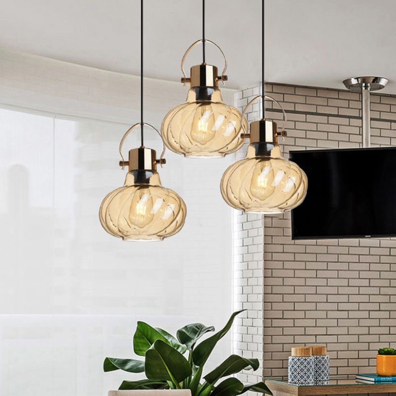 Éclairage de luminaire pendentif pour salle à manger avec une teinte en verre de citrouille