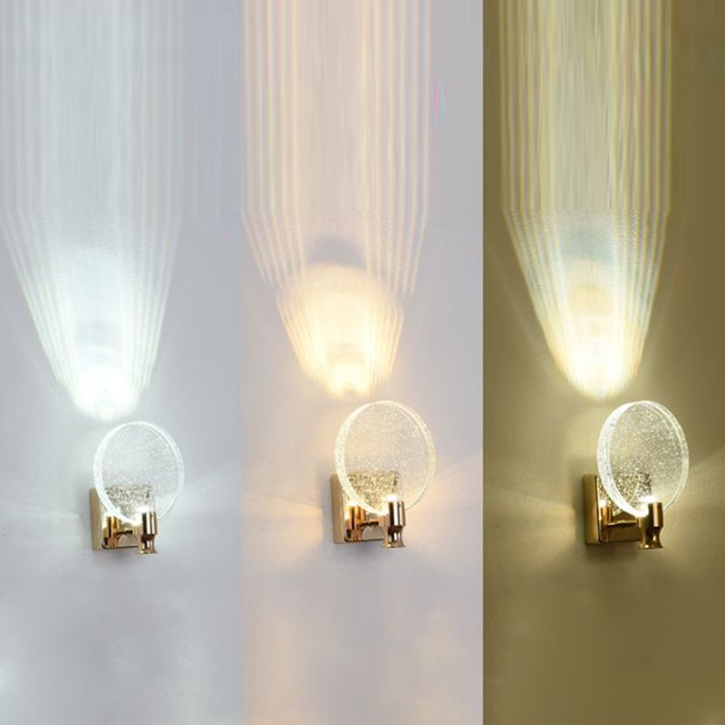 Moderne minimalistische stijl cirkelvormige wand gemonteerd verlichtingskristal 1 lichte sconce verlichtingsarmatuur voor slaapkamer