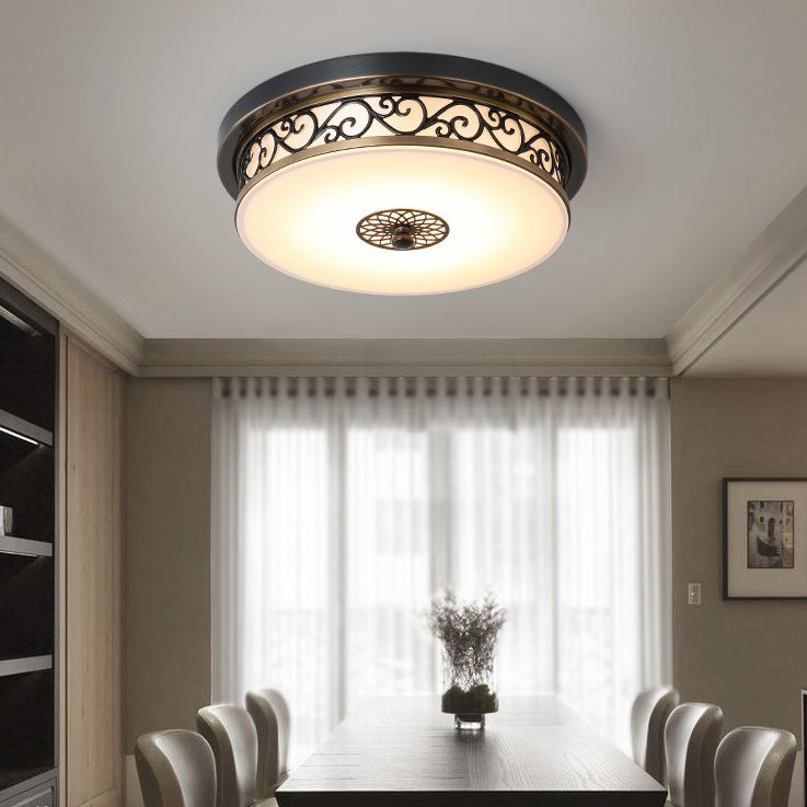 Traditionele stijl glazen inbouw plafondlamp ronde vorm inbouwverlichting voor slaapkamer