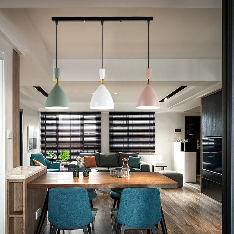 Macaron Style 1-Bulb Pendant Pendant Metal Teardrop en forme de lumière suspendue pour salle à manger