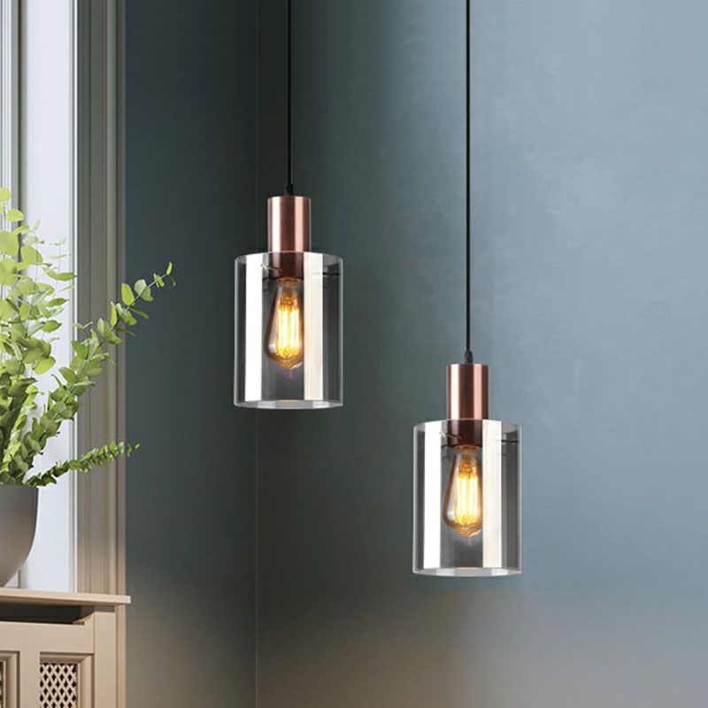 Rose Gold Bottle Shaped Pendant Postmodern Single Smoke Grey Glass Hanging Light Fixture