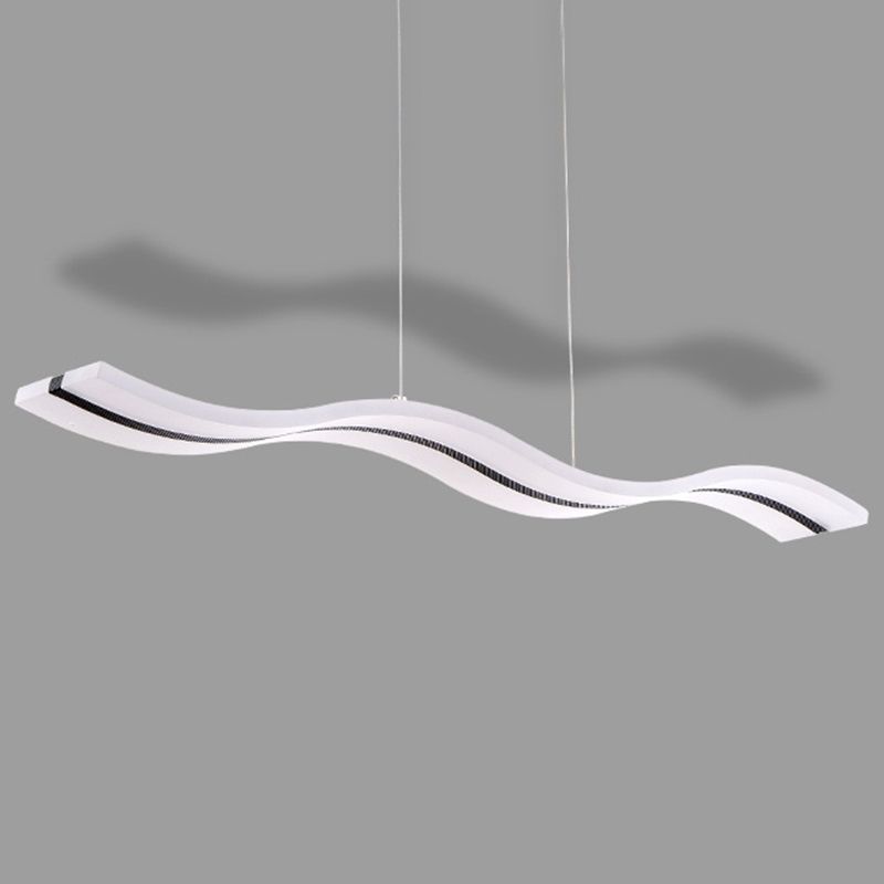 Luz de la isla LED de ola blanca en moderna luz colgante de acero inoxidable de estilo conciso con sombra acrílica